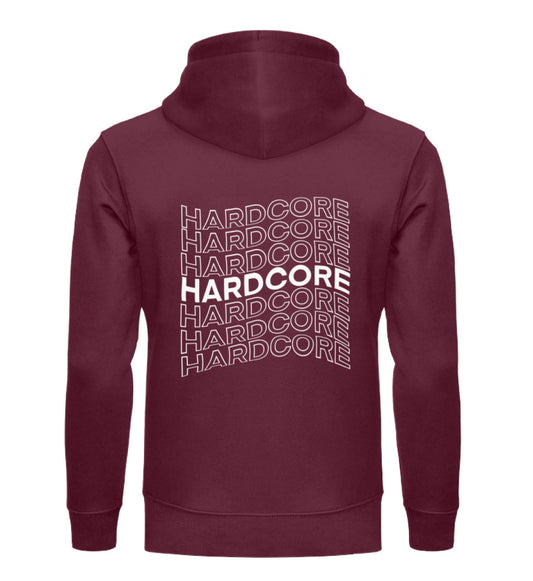 Weinroter Hoodie mit gewellter Hardcore Schrift