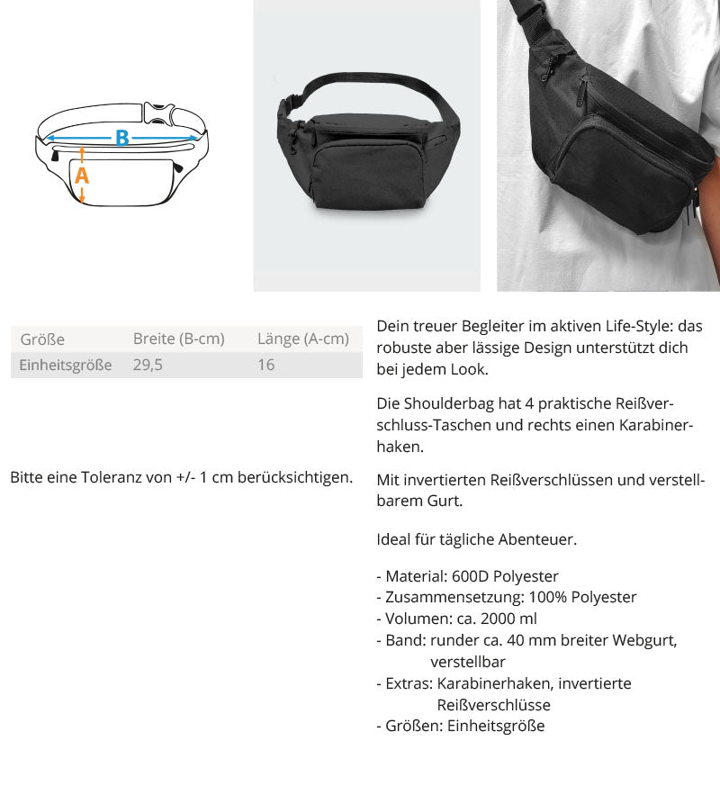 Größentabelle für die Hardcore Bauchtasche