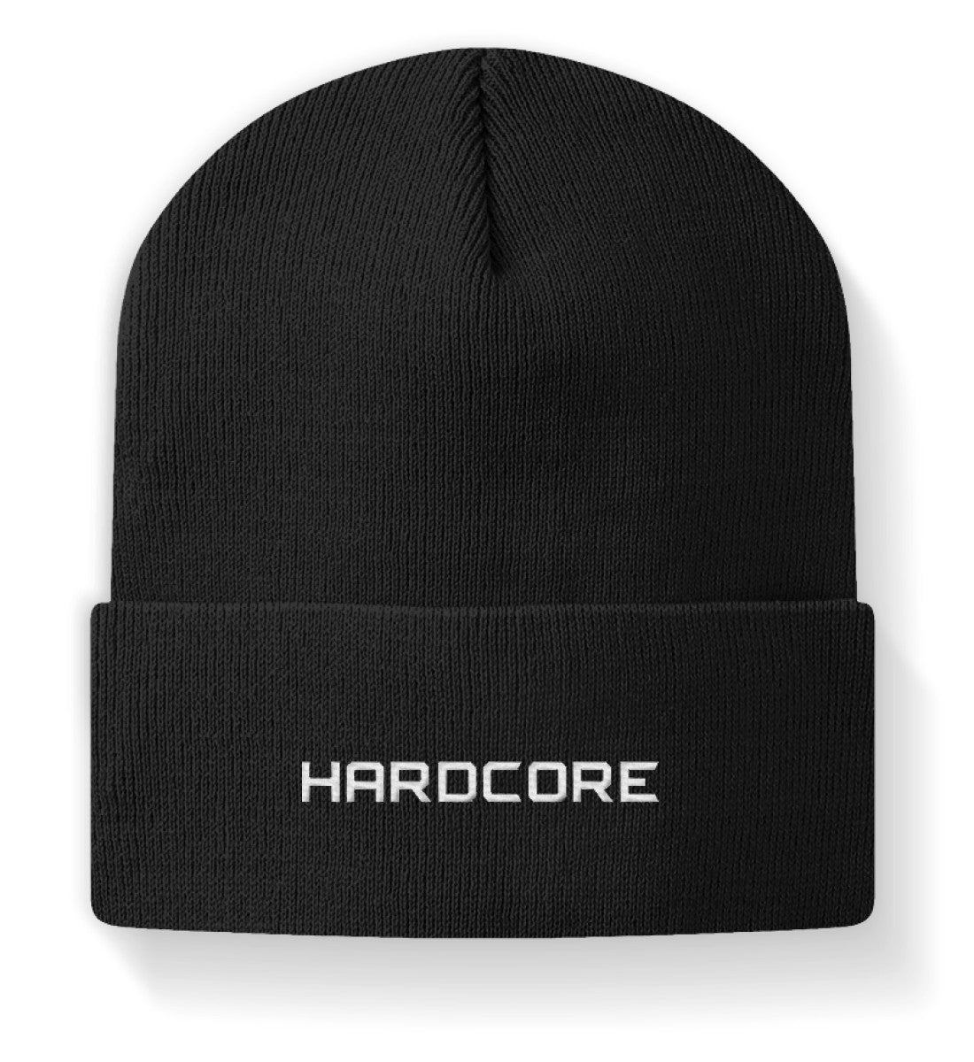 Schwarze Beanie mit einem Hardcore Schriftzug