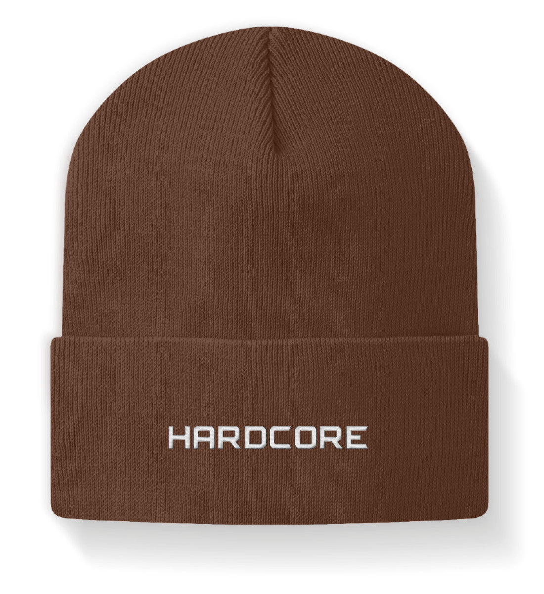 Orange Rust Beanie mit einem Hardcore Schriftzug