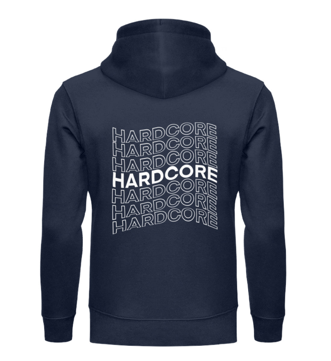 French Navy Hoodie mit gewellter Hardcore Schrift